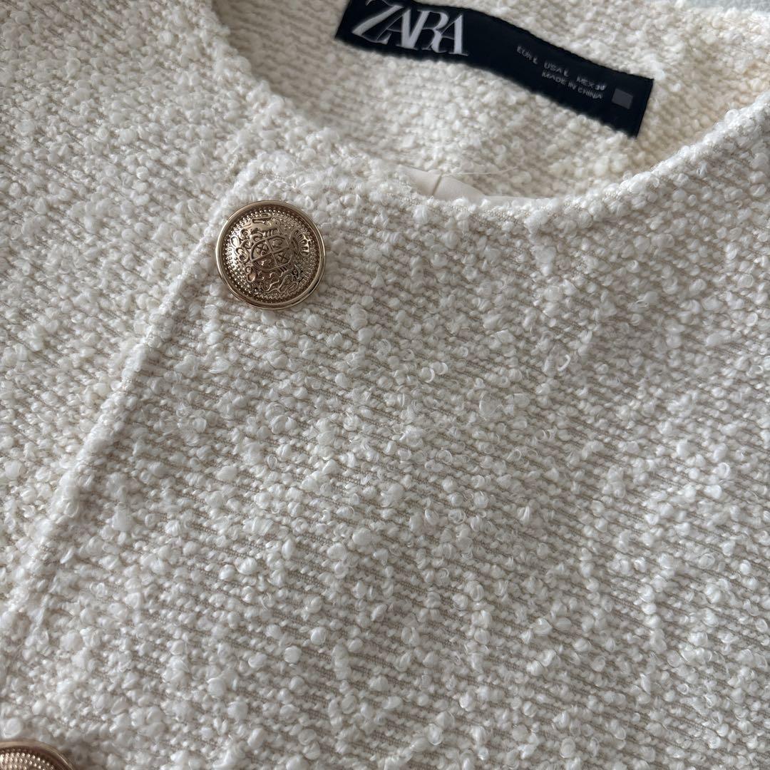 【完売品】ZARA アイボリー ツイード ジャケット L