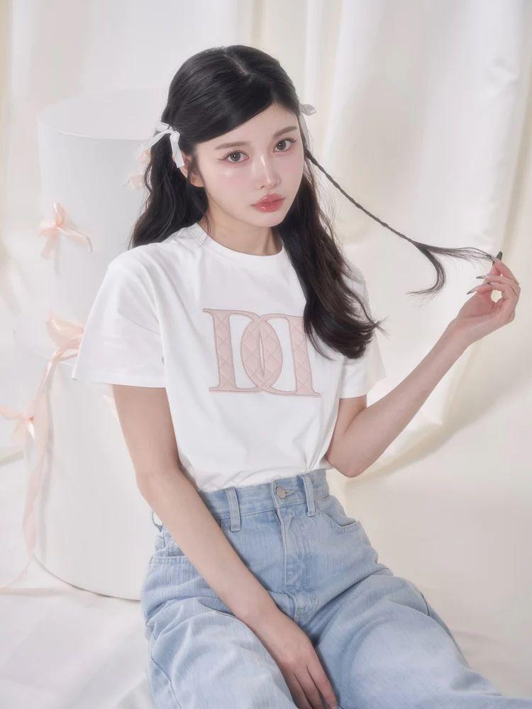 ダーリッチ darich キルティングアップリケTシャツ WHT