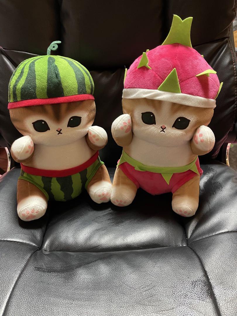 モフサンドフルーツにゃんＢIＧぬいぐるみスイカ　ドラゴンフルーツ２点セット