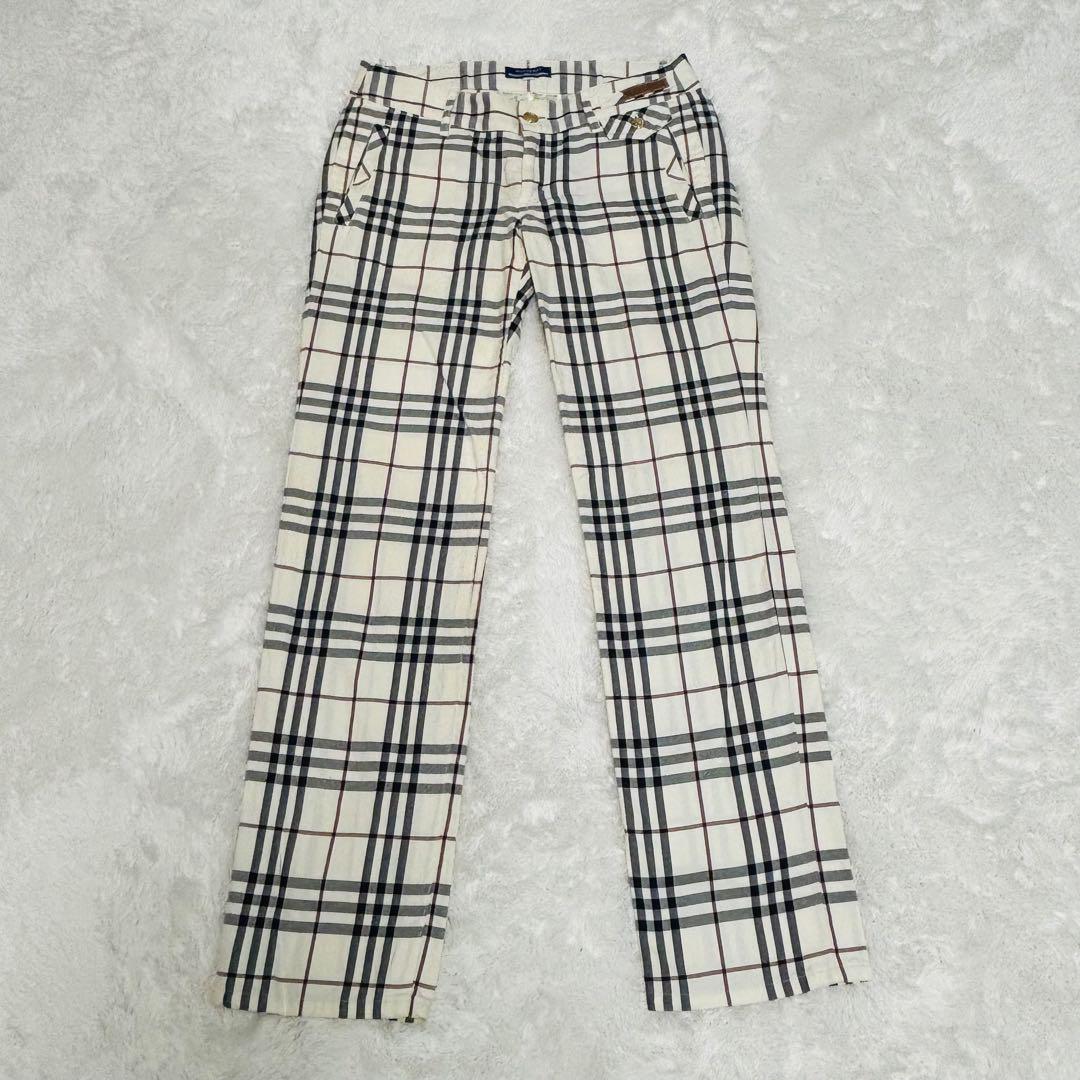 入荷now 安全 美品 バーバリー ブルーレーベル ノバチェック 金ボタン トップス