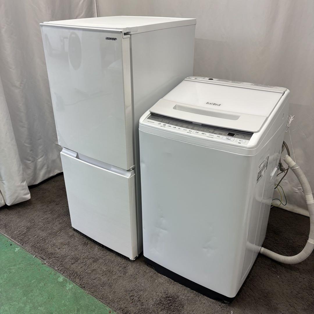 591❤️冷蔵庫　洗濯機　SHARP　ビートウォッシュ　単身セット　中古　設置無料 591❤️冷蔵庫 洗濯機 SHARP ビートウォッシュ 単身セット 中古