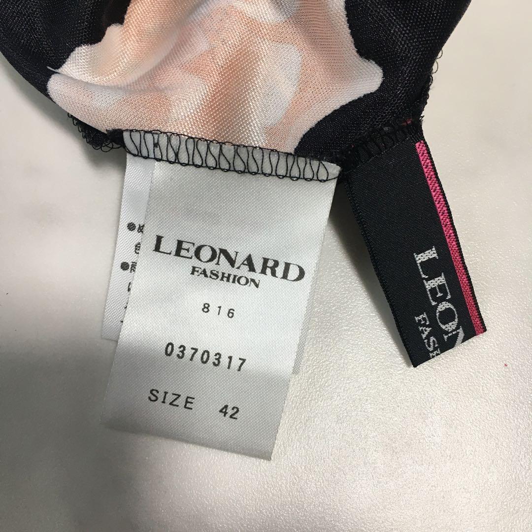 近年美品 LEONARD レオナール ストレッチ ワンピース 42 近年美品 LEONARD レオナール ストレッチ ワンピース 42
