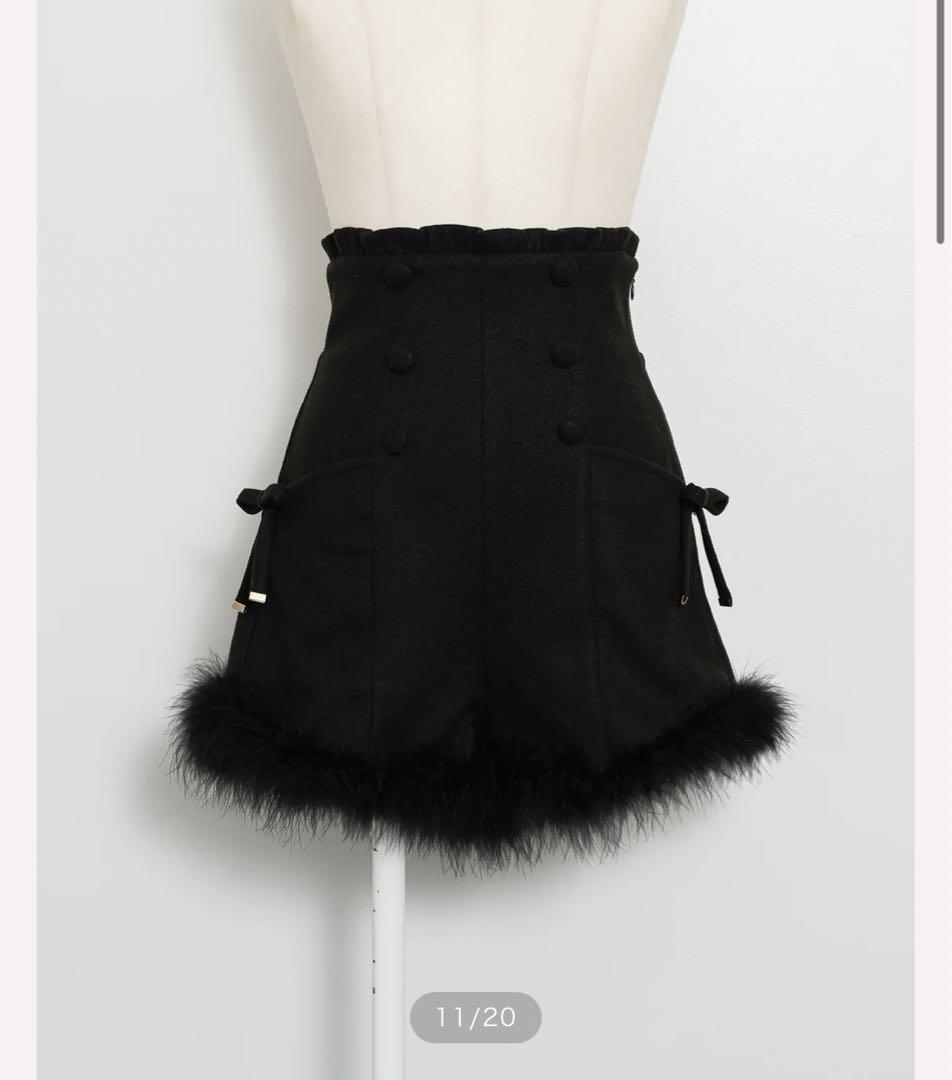 pium ハイウエストファーショートパンツ グレーチェック♡ pium ハイウエストファーショートパンツ グレーチェック