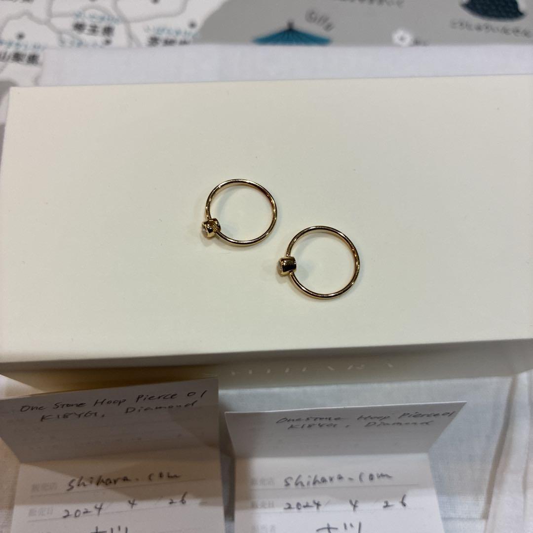 SHIHARA ONE-STONE HOOP PIERCE 01 K18　2個