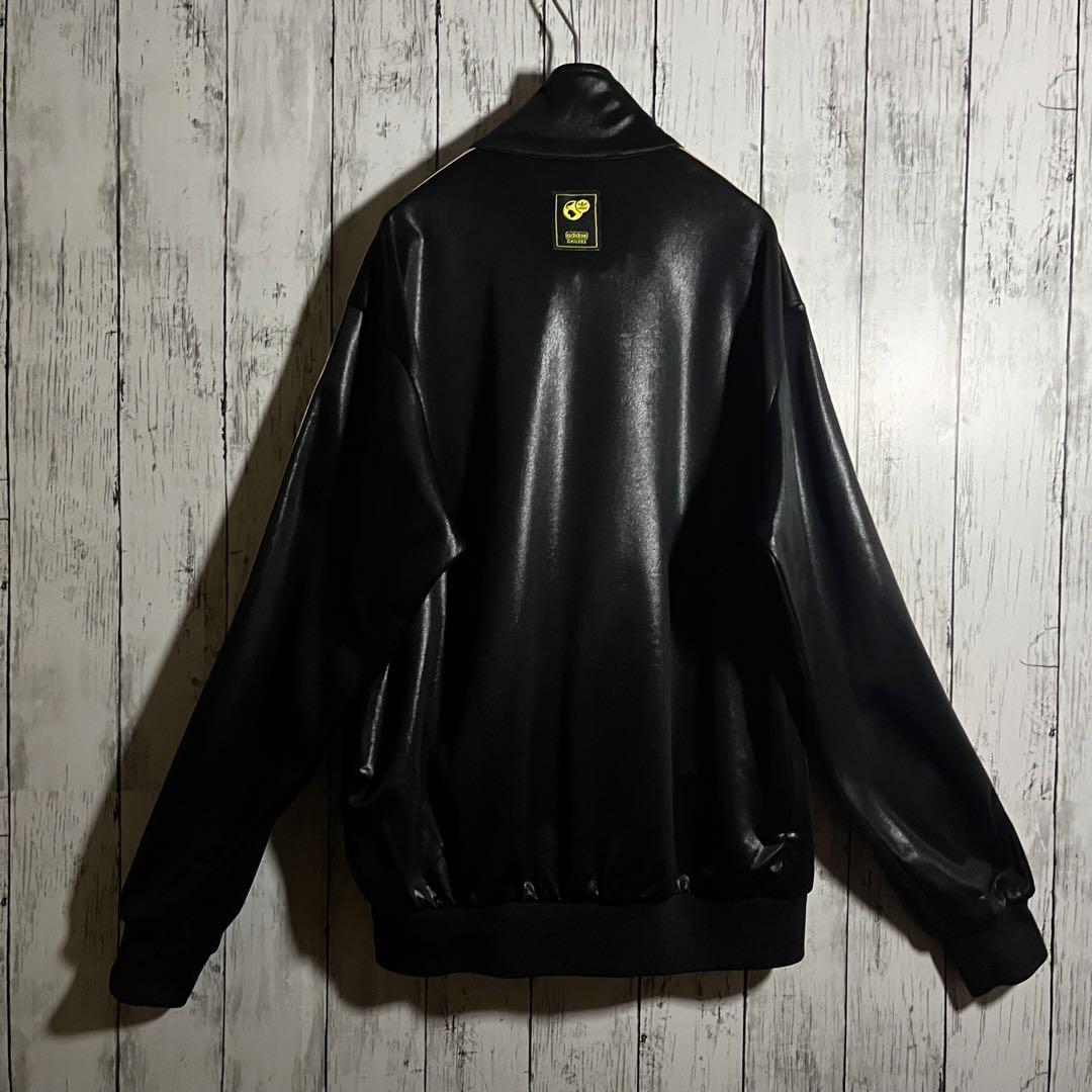 adidas 90s　トラックジャケット　CHILE62　万国旗タグ　M 黒　金