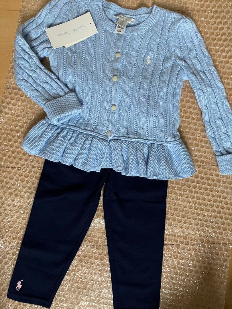 新品 ポロラルフローレン フリルケーブルニットカーディガン レギンスパンツ 90 新品 ポロラルフローレン フリルケーブルニットカーディガン レギンスパンツ 90
