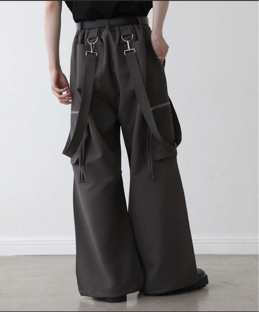 LILLルーズシルエットハイウエストサスペンダーZIPポケットデニムカーゴパンツ