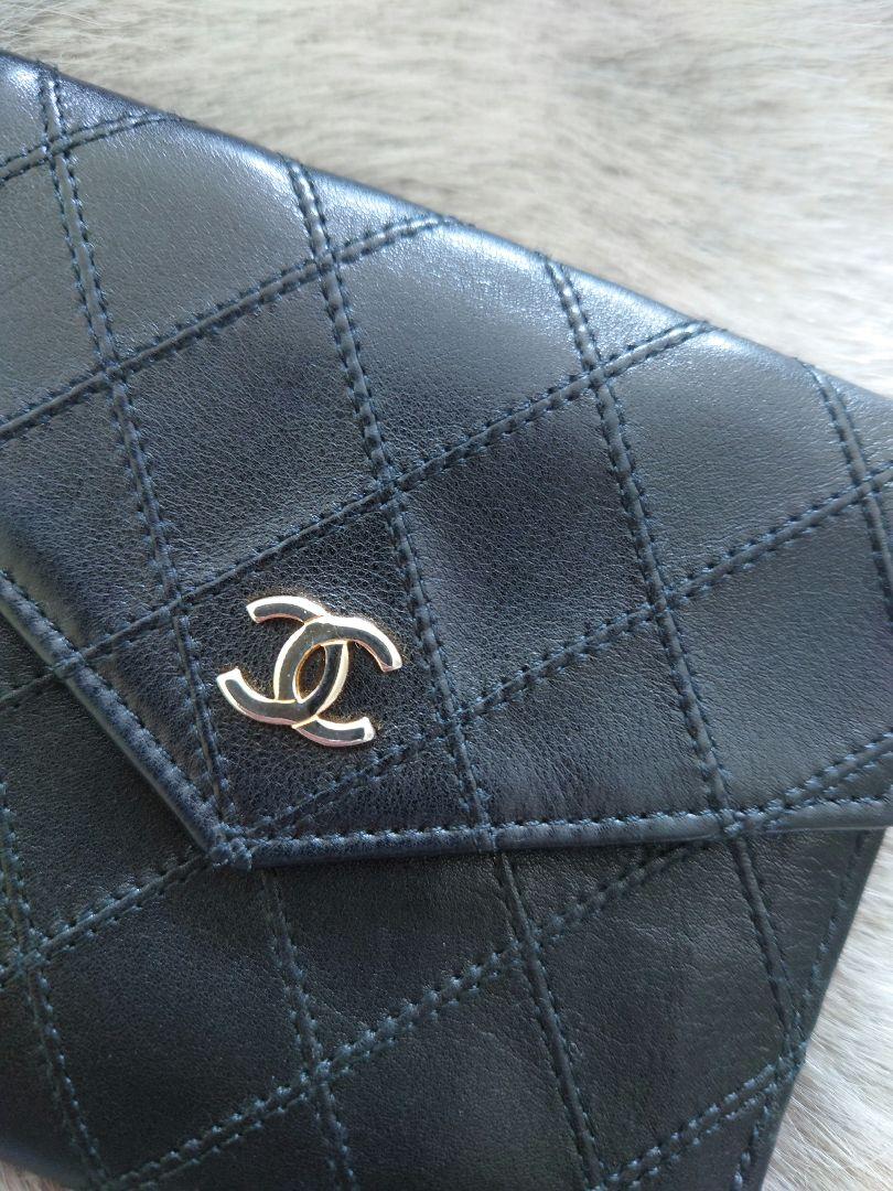 【極美品】【CHANEL】【付属品完備】ビコローレ ラムスキン 折り財布