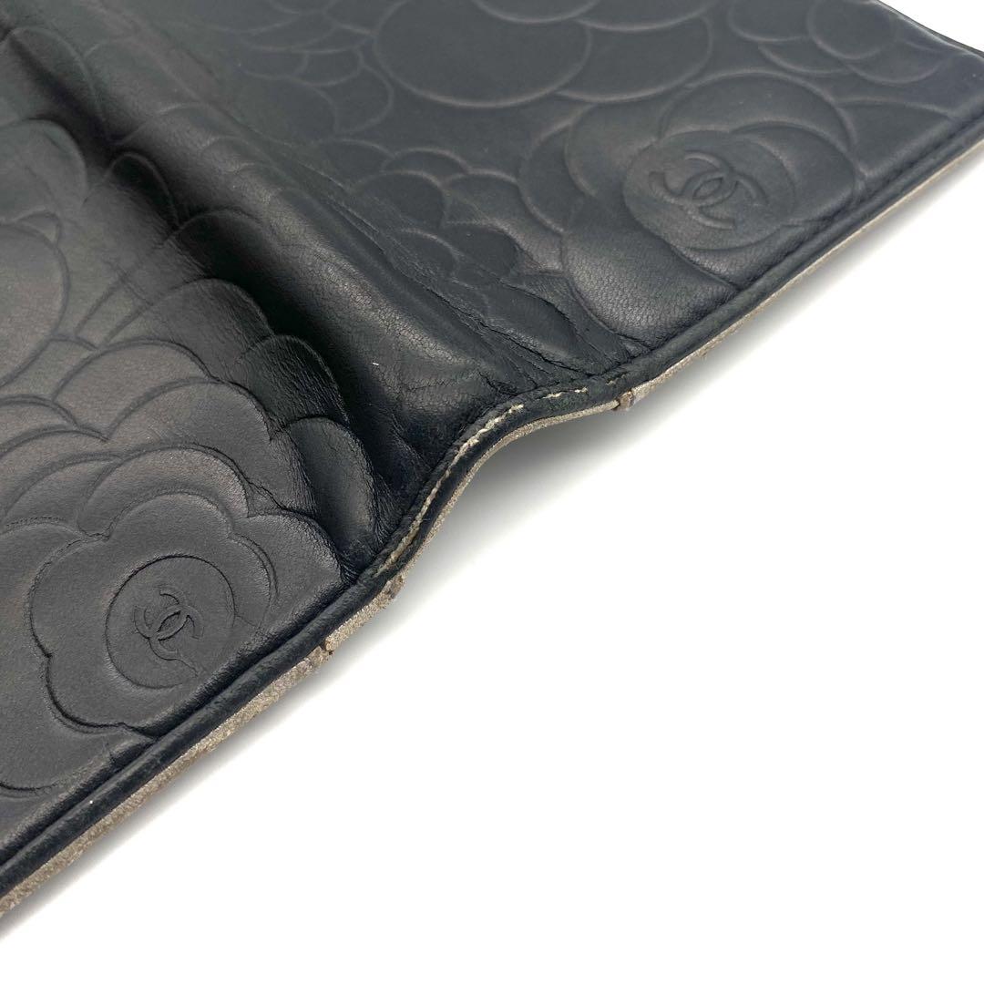 CHANEL シャネル ココマーク カメリア 二つ折り 長財布 ブラック