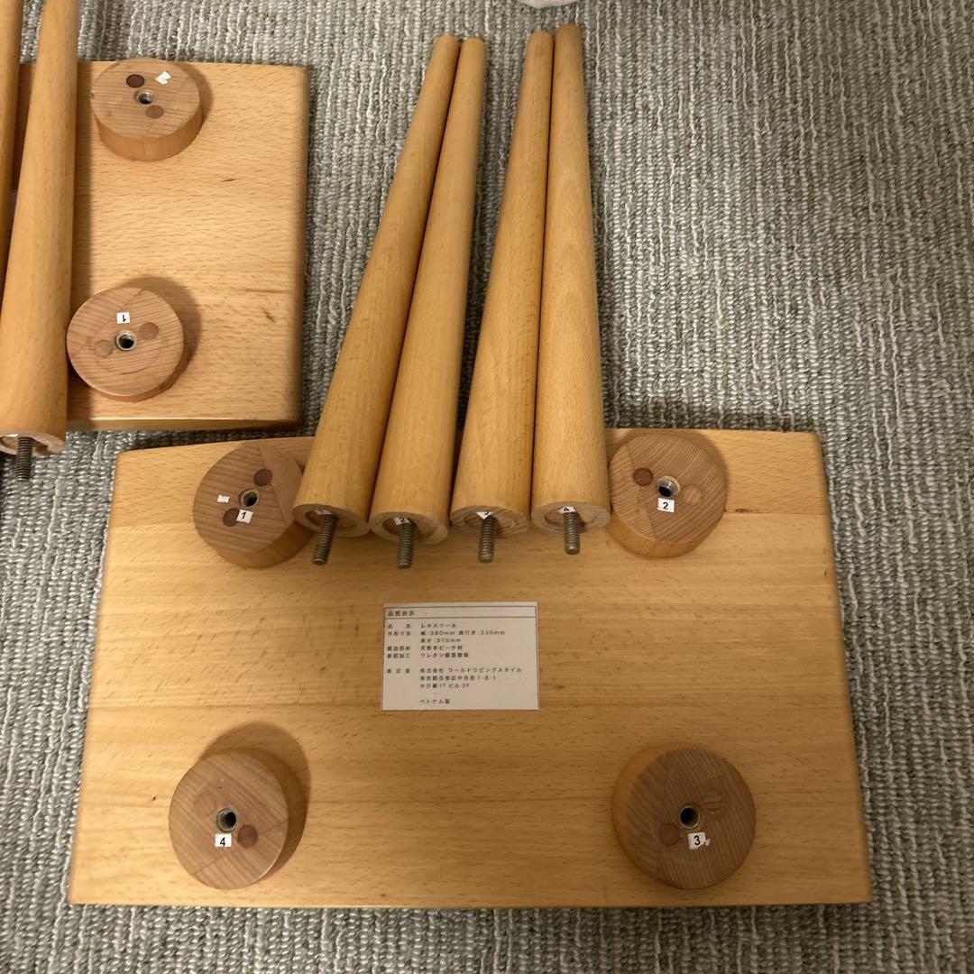 簡単組立　木製スツール 3個セット 椅子