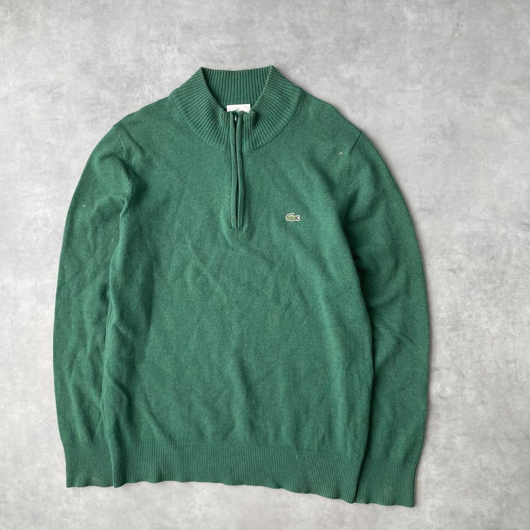 11478 LACOSTE 刺繍ロゴ ハーフジップ ウール セーター