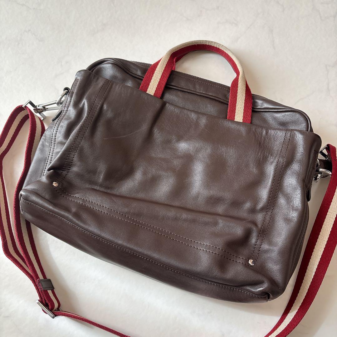 BALLY オールレザー 2way ビジネスバッグ ブラウン 本革