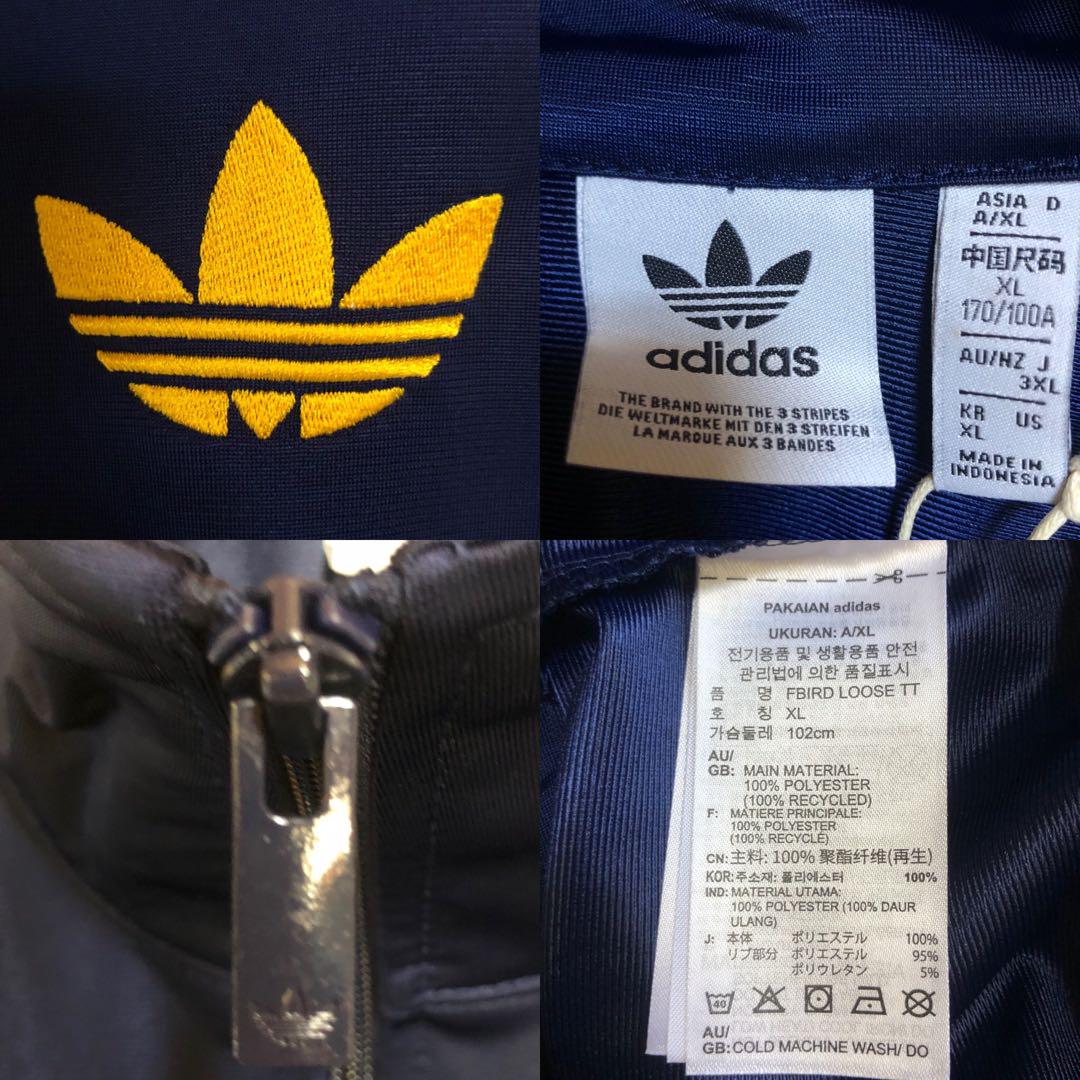 新品メンズL/女性3XL⭐️adidas トラックジャケット 刺繍 ネイビー×濃黄 新品メンズL/女性3XL⭐️adidas トラックジャケット 刺繍