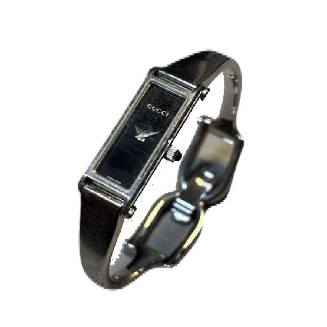 稼働 GUCCI 腕時計 1500L 黒文字盤 バングル 新品電池 270