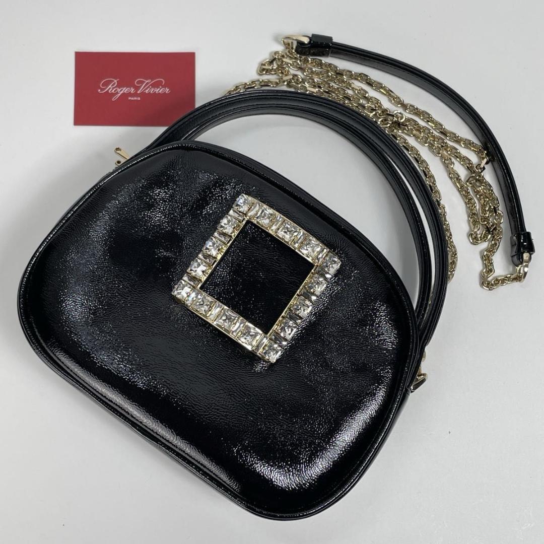 高級・極美品✨ロジェヴィヴィエ チェーンショルダー クリスタルバックル 2way