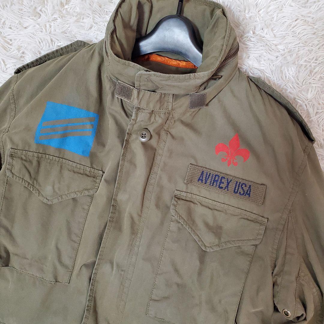 美品 AVIREX M-65 ミリタリージャケット バックプリント L 美品 AVIREX M-65 ミリタリージャケット バックプリント L