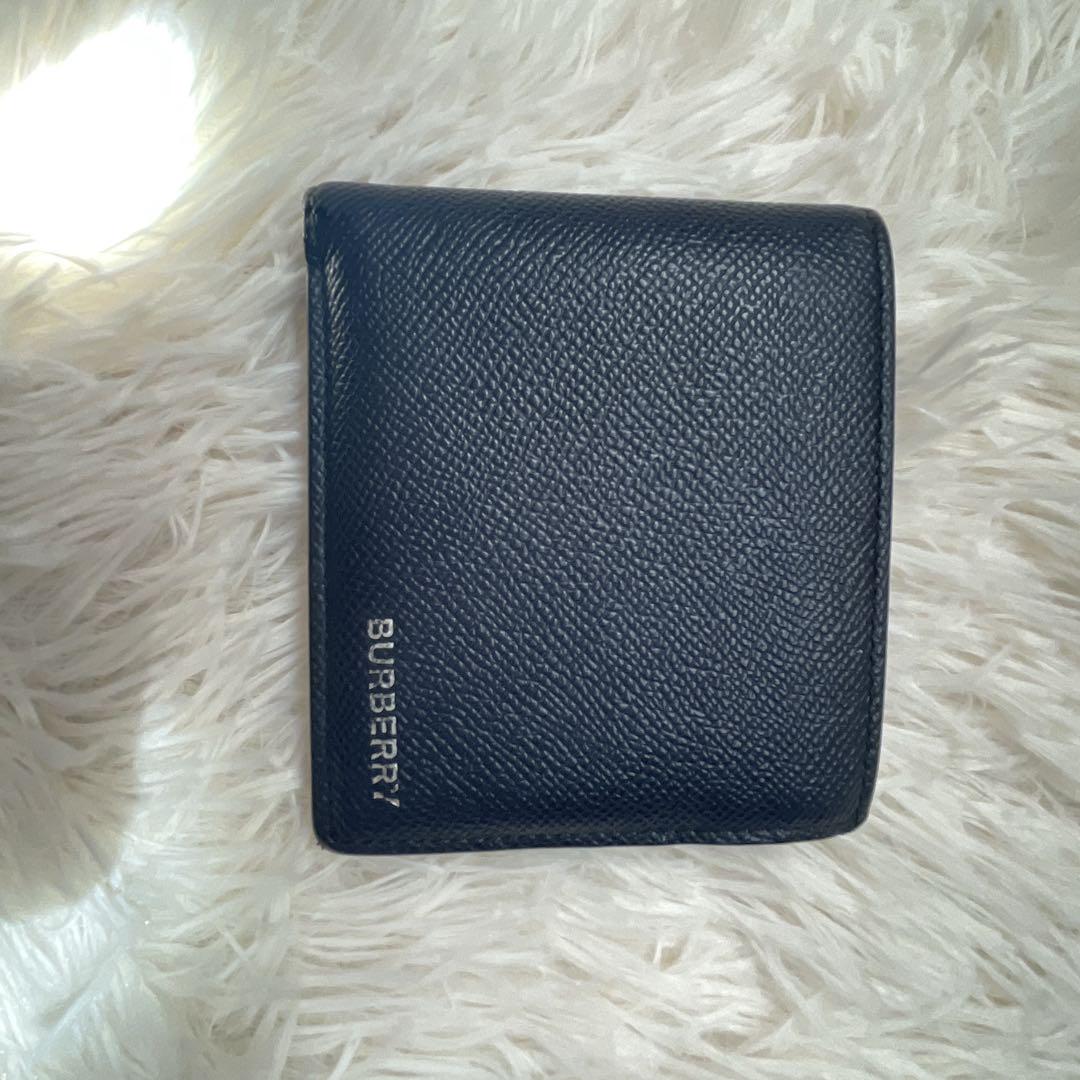 箱付き✨　バーバリー バイフォールド　コインウォレット　二つ折り　財布　ネイビー