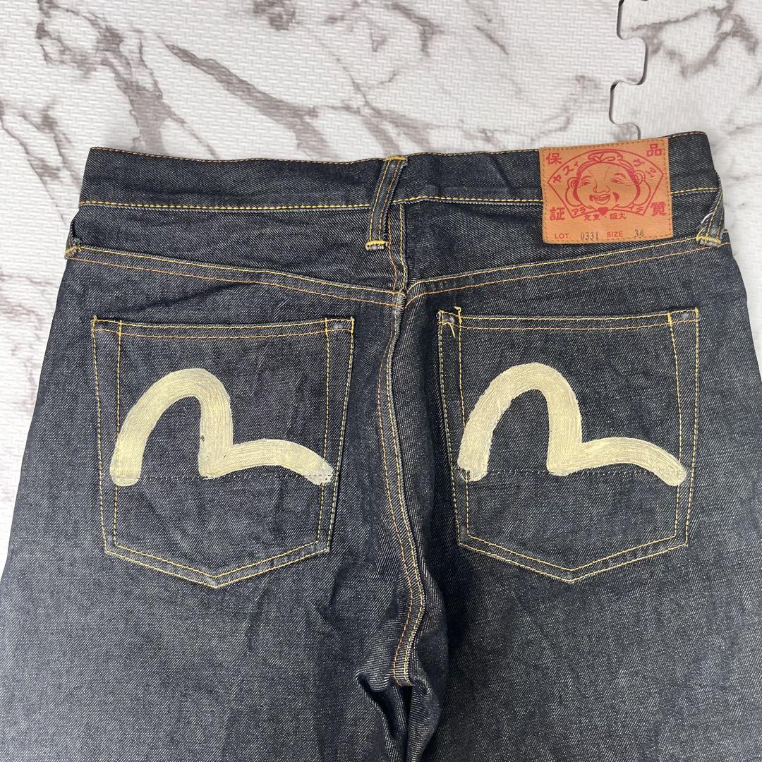 美品✨エヴィス 濃紺 赤耳 デニム イエローステッチ 34サイズ