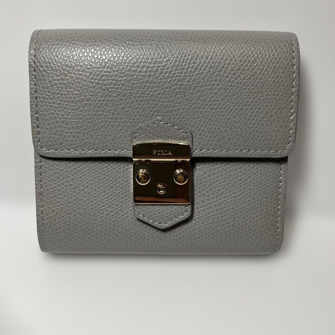 【正規品】 ☆ グレー 財布 FURLA フルラ レディース レザー 三つ折り財布 小物