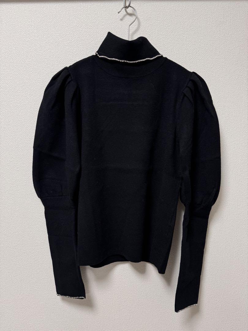 Crystal Embellished Turtleneck Knit Top