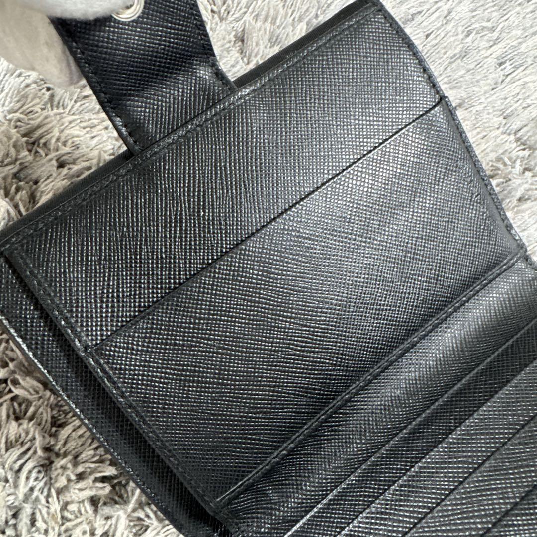 PRADA プラダ ナイロン × サフィアーノレザー 二つ折り財布 ブラック
