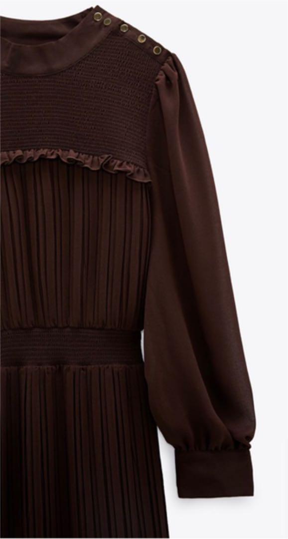 ZARA ドレス 長袖 膝下 オトナコーデ 7LF5m-m46647516784 2020 春夏 結婚式 ワンピース 大得価安い