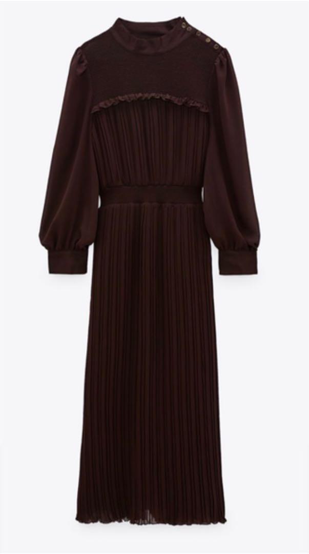 ZARA ドレス 長袖 膝下 オトナコーデ 7LF5m-m46647516784 2020 春夏 結婚式 ワンピース 大得価安い