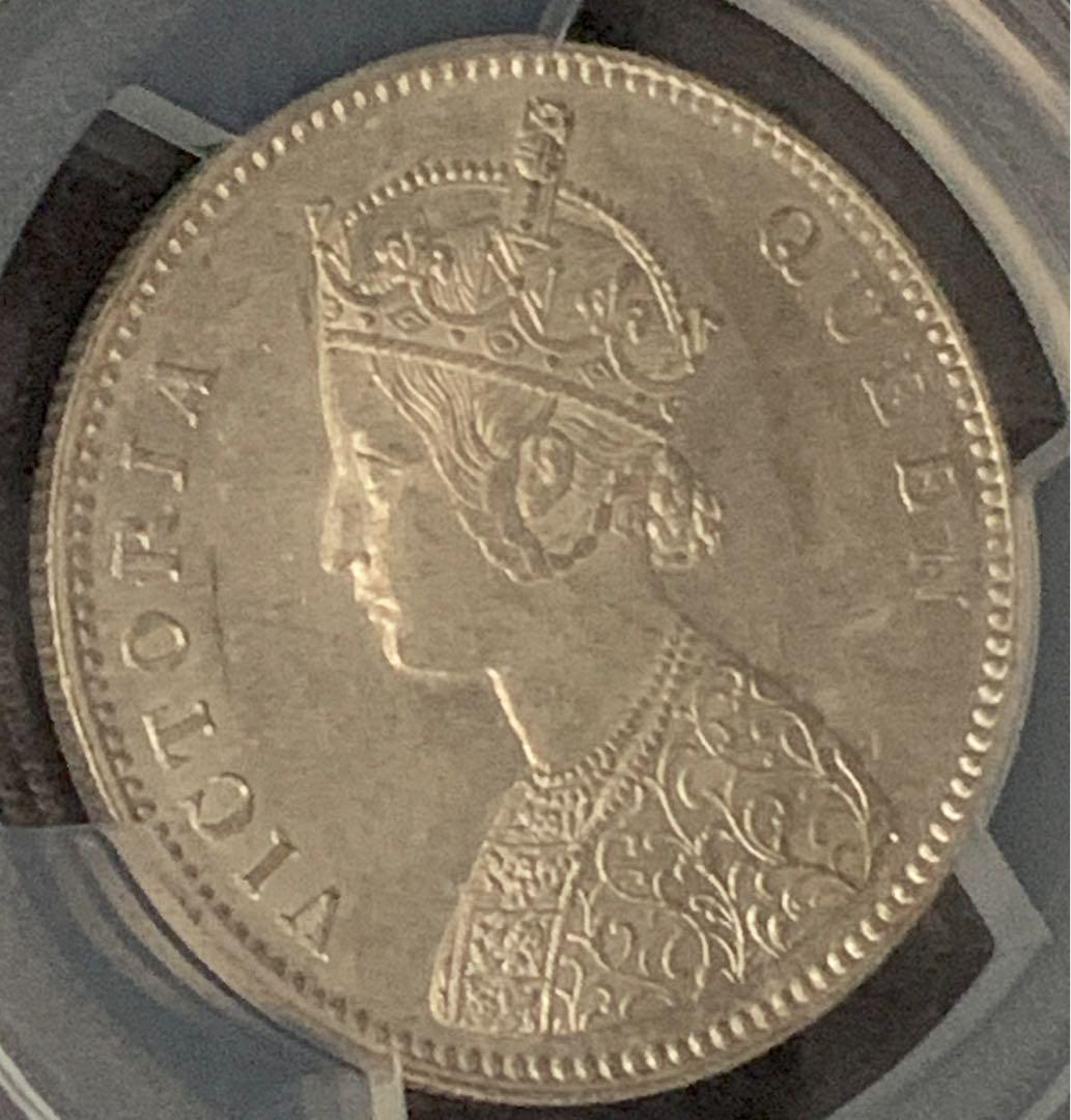 英領インド ビクトリア ゴシックルピー 1862「QUEEN」PCGS MS61