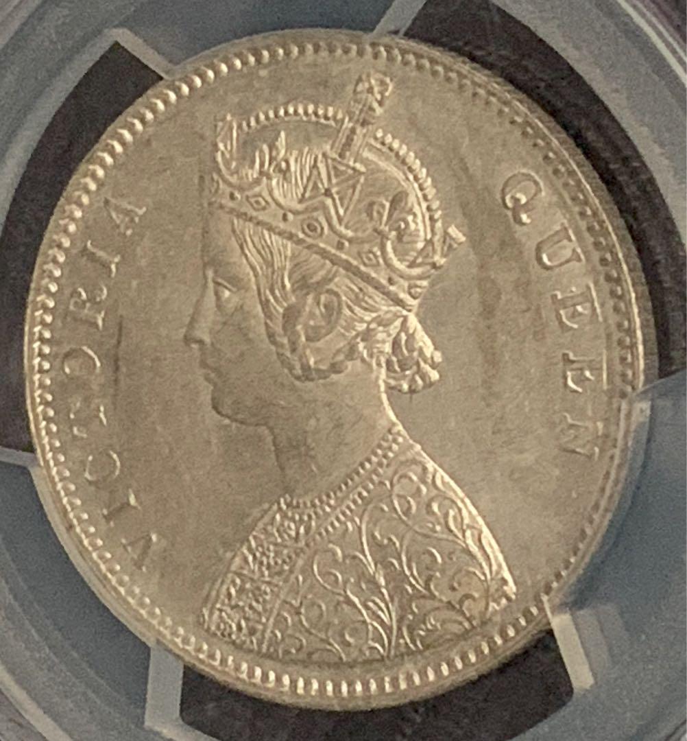 英領インド ビクトリア ゴシックルピー 1862「QUEEN」PCGS MS61