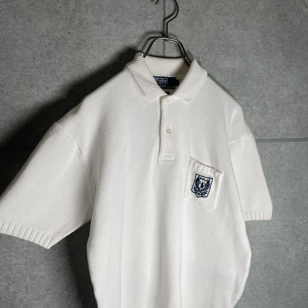ラルフローレン　ポロニット　サマーニット　刺繍　エンブレム　90s　ポニー　肉厚
