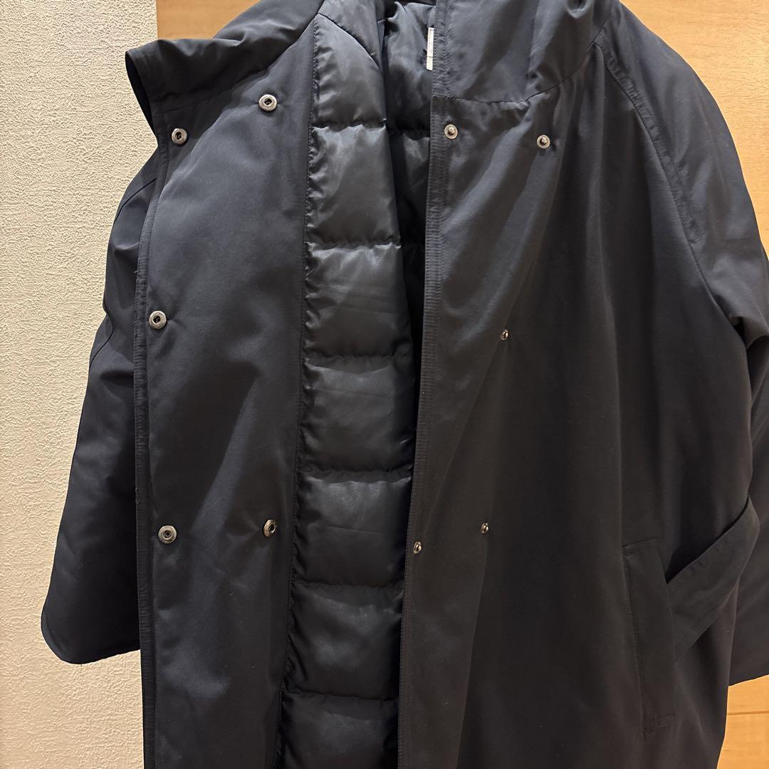 IEDIT 撥水素材 ロング丈ダウンコート〈ネイビー〉