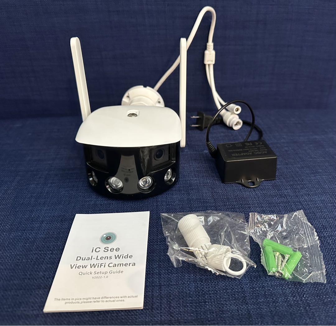防犯カメラ デュアルレンズ　屋外　4K wifi無線2.4GHz 2眼レンズ 防犯カメラ 屋外 デュアルレンズ 180°超広角 死角なし