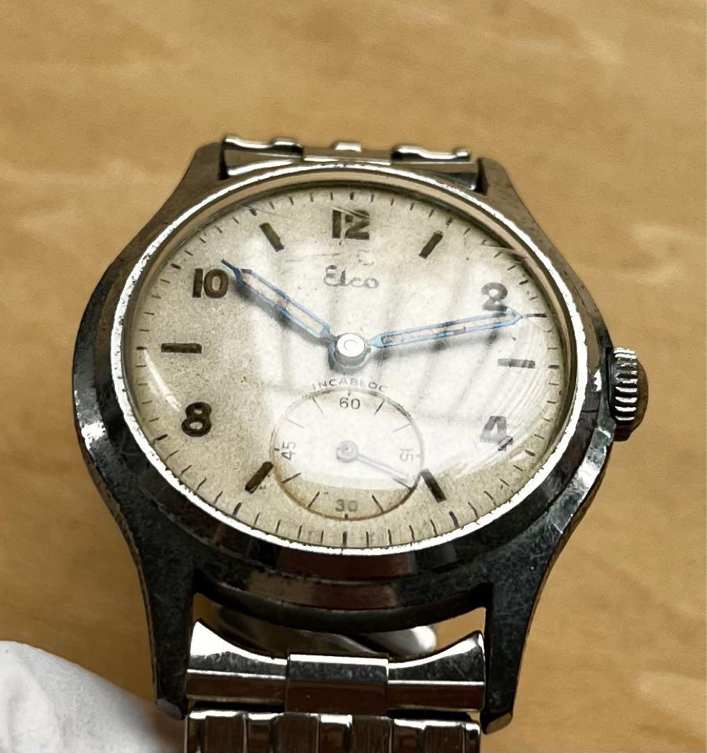 Elco 手巻き　青針 腕時計　稼動品　ミリタリー　？