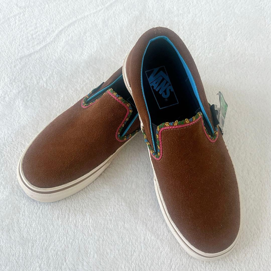 新品タグ付き VANS バンズ スリッポン スエード ブラウン茶 サイズ23.0