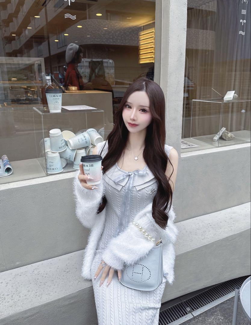 lumignon Ribbon collar spring knit dress