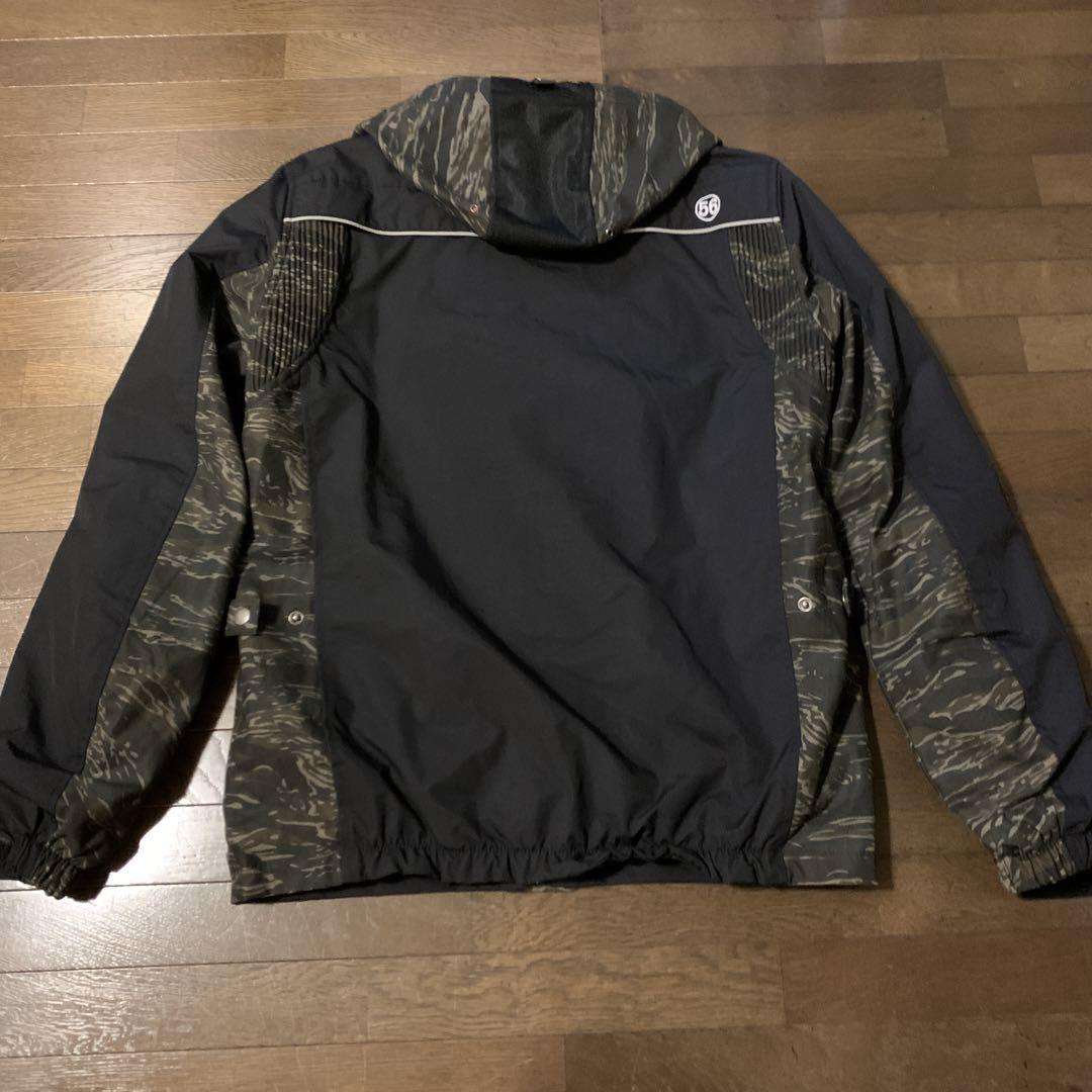 56 design バイクジャケット フード付き 黒