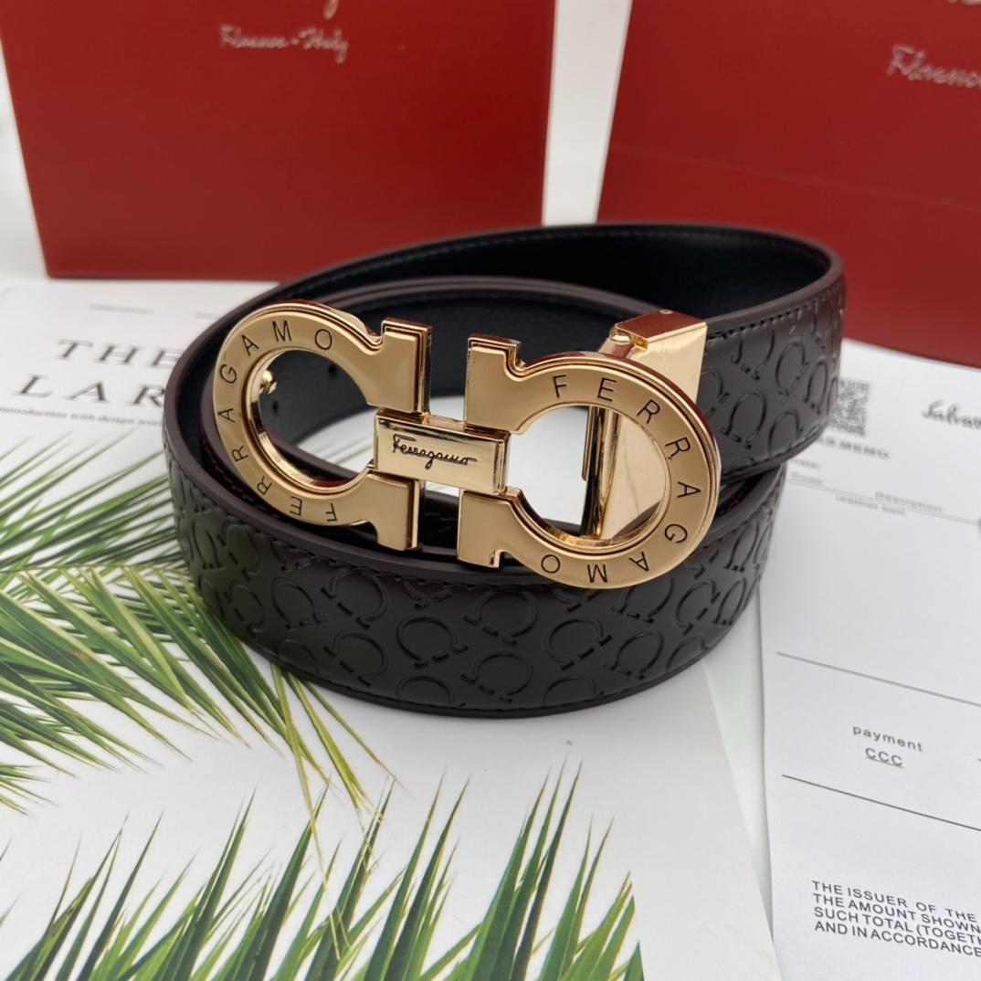 最新 Salvatore Ferragamo メルカリ - ブラウンレザーベルト 小物