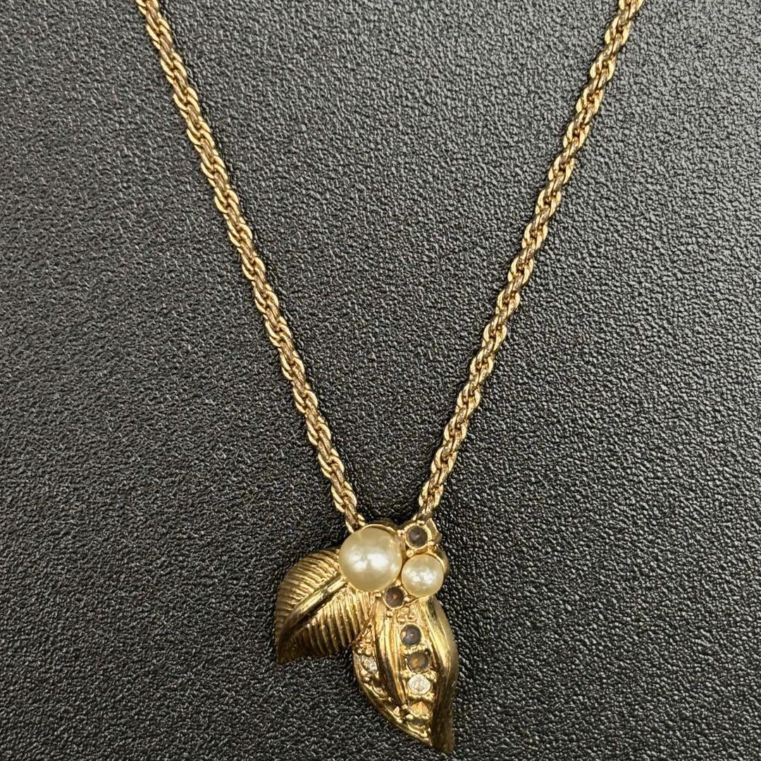 Christian Dior Leaf Rhinestone Necklace