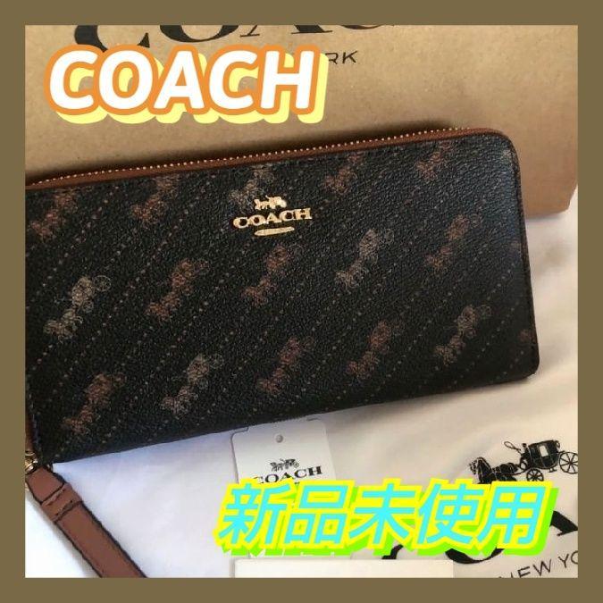 HOT最新作 COACH ホースアンドキャリッジ ストラップ付き長財布 ブラック×ブラウン系 f6hqm-m46689738128 豊富な即納