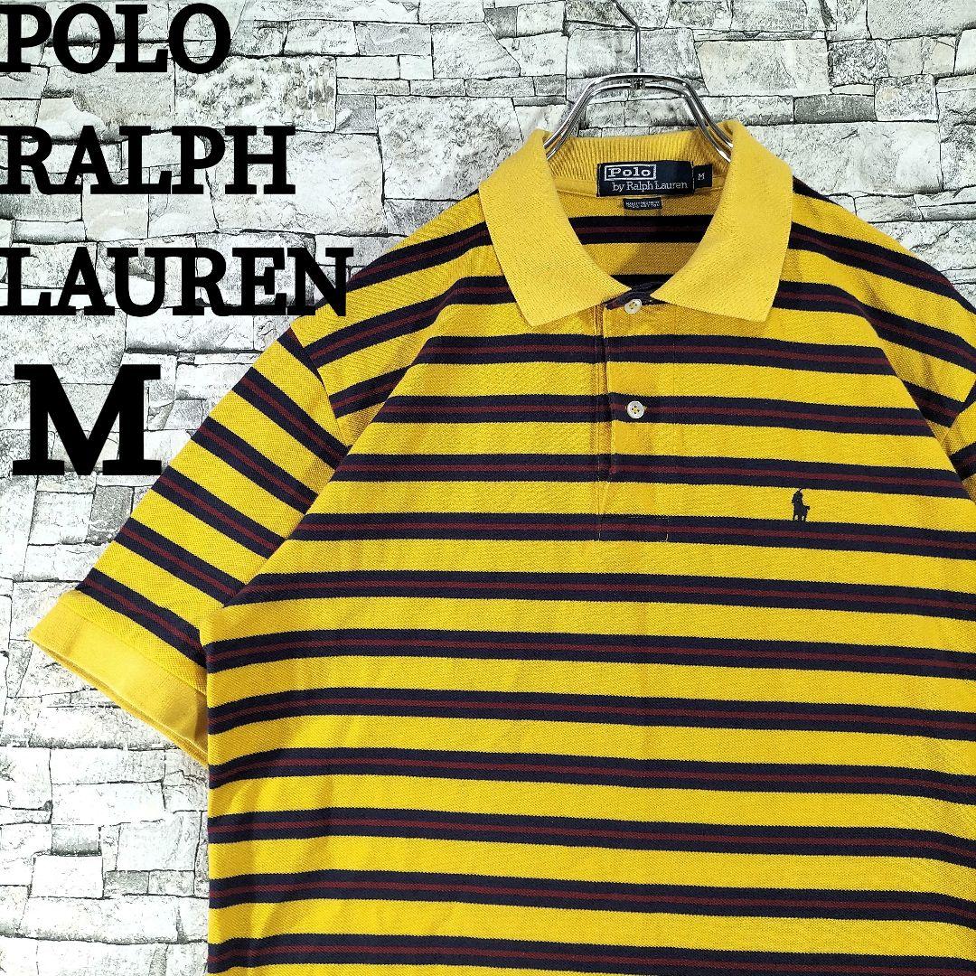 美品ポロラルフローレン ポロシャツ ラガー リンガー ボーダー イエロー L