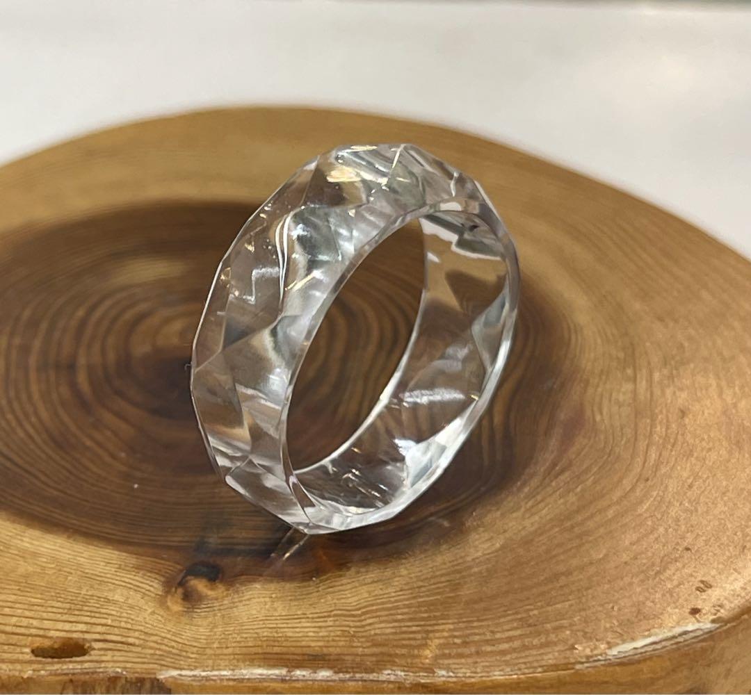 厳選　ガネッシュヒマール産ヒマラヤ水晶　くりぬきリング19号　手作り カット