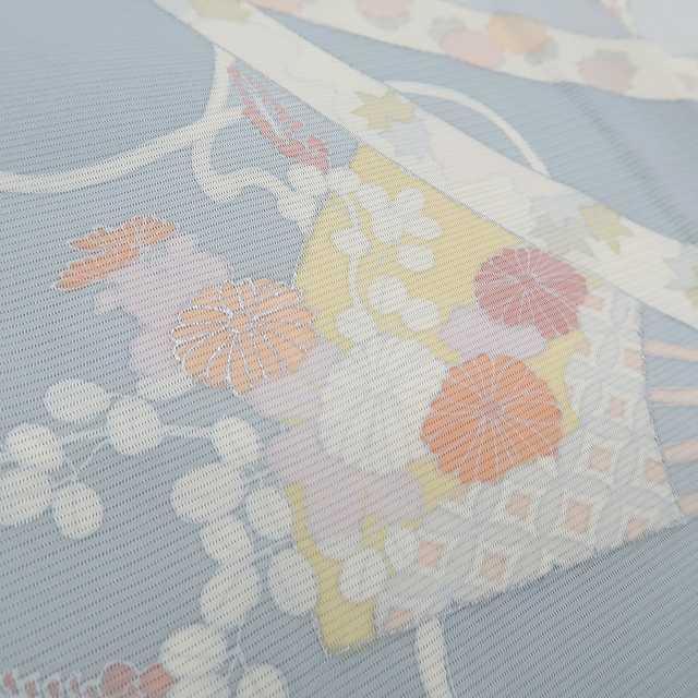 新品 銀駒刺繍 夏着物 正絹 絽“夏空に牡丹や鴛鴦が歌う花扇”色留袖 F-81