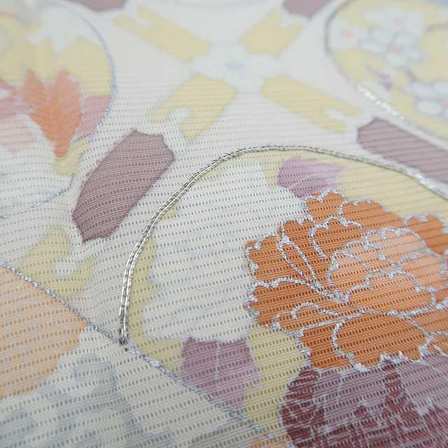 新品 銀駒刺繍 夏着物 正絹 絽“夏空に牡丹や鴛鴦が歌う花扇”色留袖 F-81