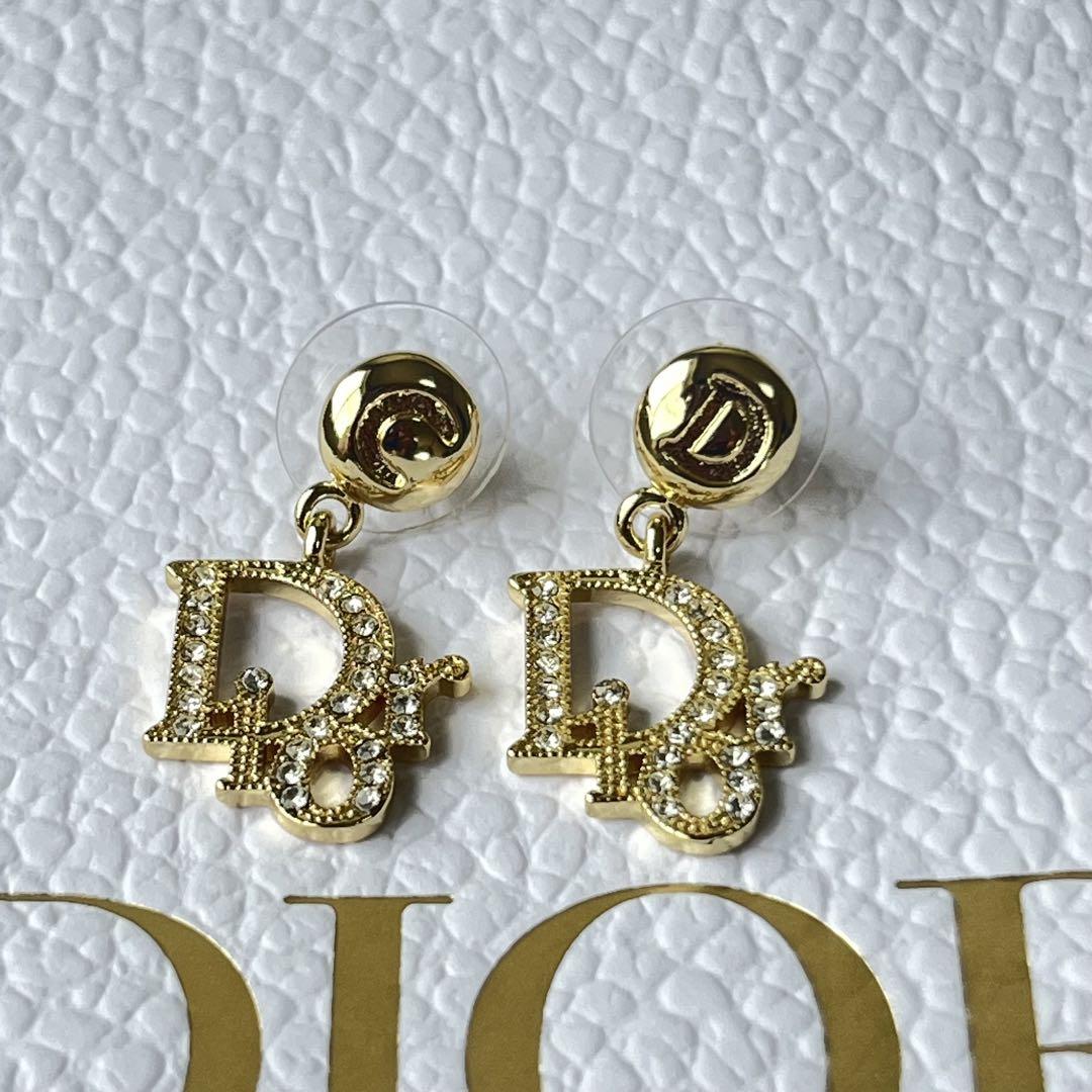 ディオール Dior ロゴ ラインストーン ピアス