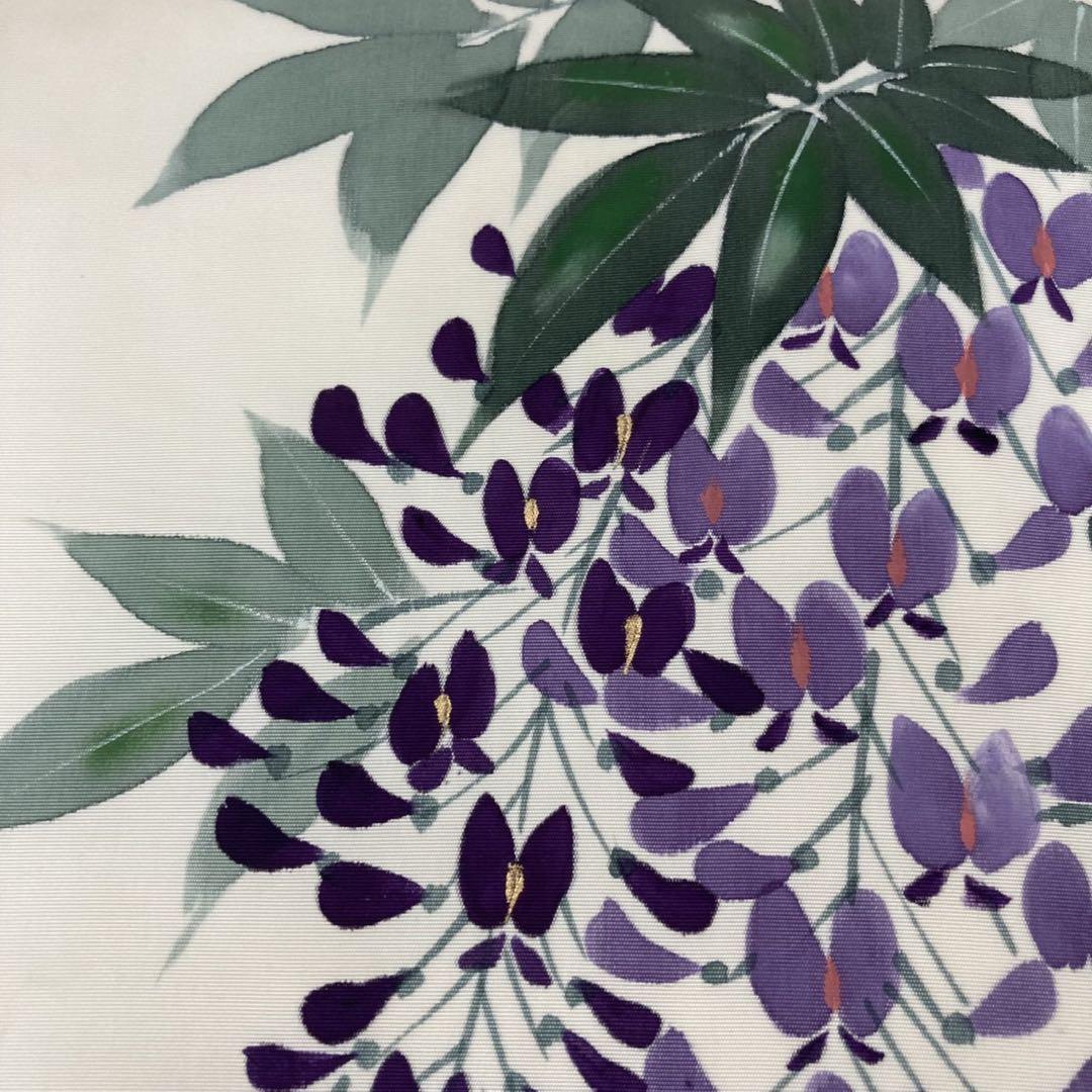 名古屋帯 塩瀬 長尺 藤の花 染め 素敵なデザイン 九寸 正絹 AO-4708