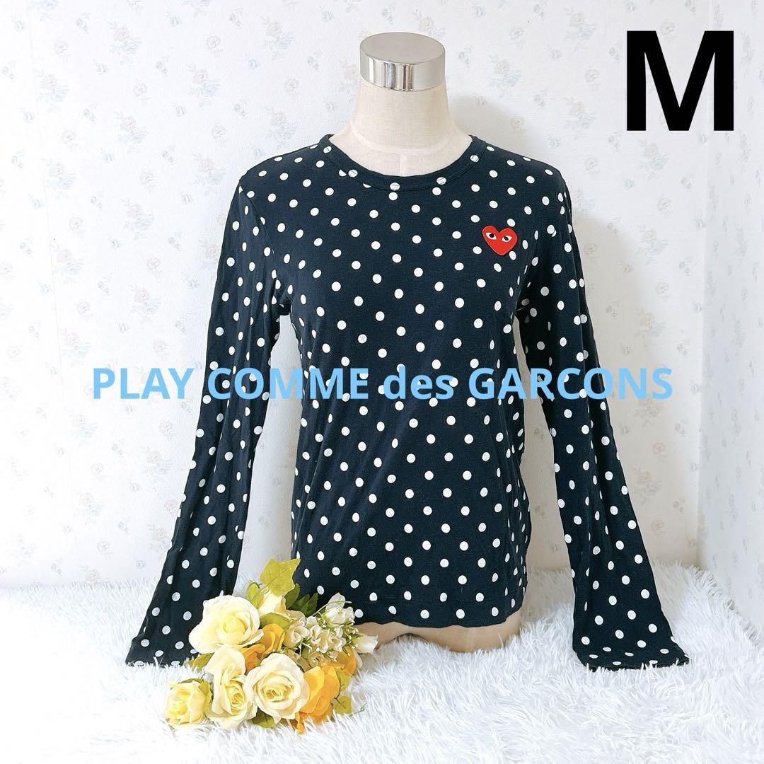 選ぶなら de COMME PLAY GARÇONS M ネイビー ドット 長袖カットソー トップス