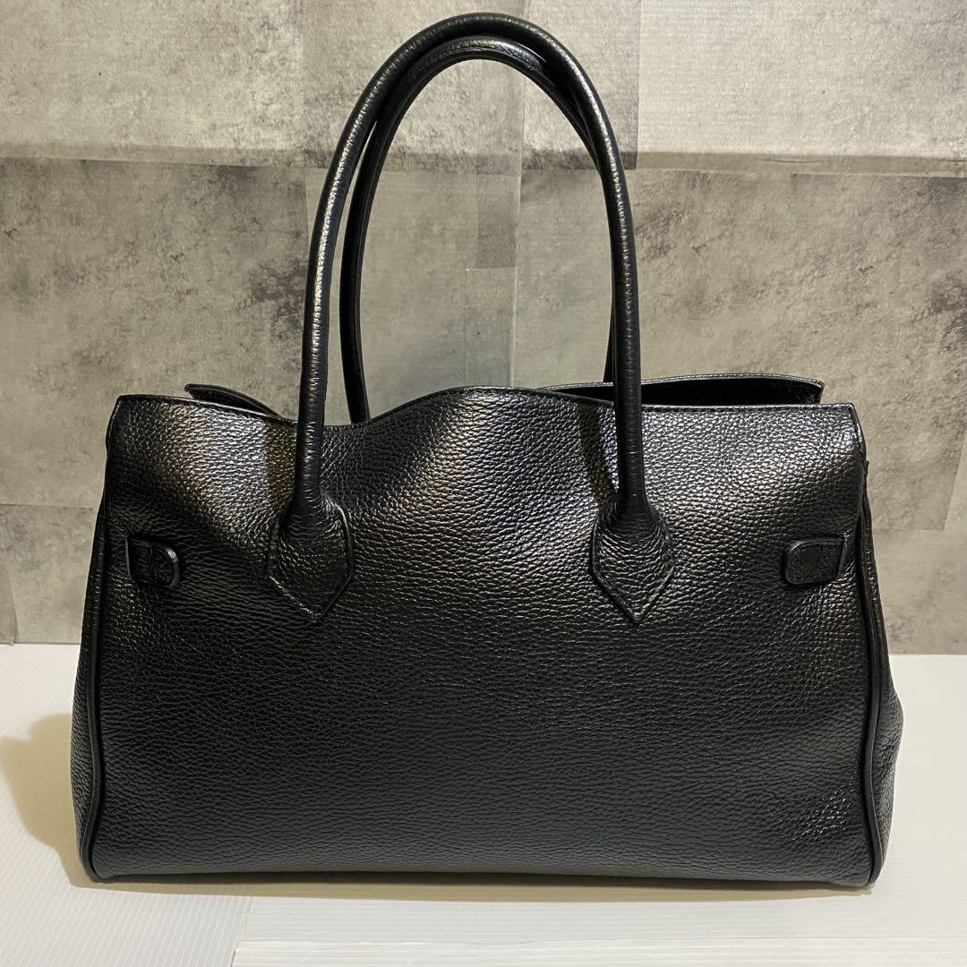 美品】AULENTTI レザートートバッグ 2WAY 金具付き ブラック