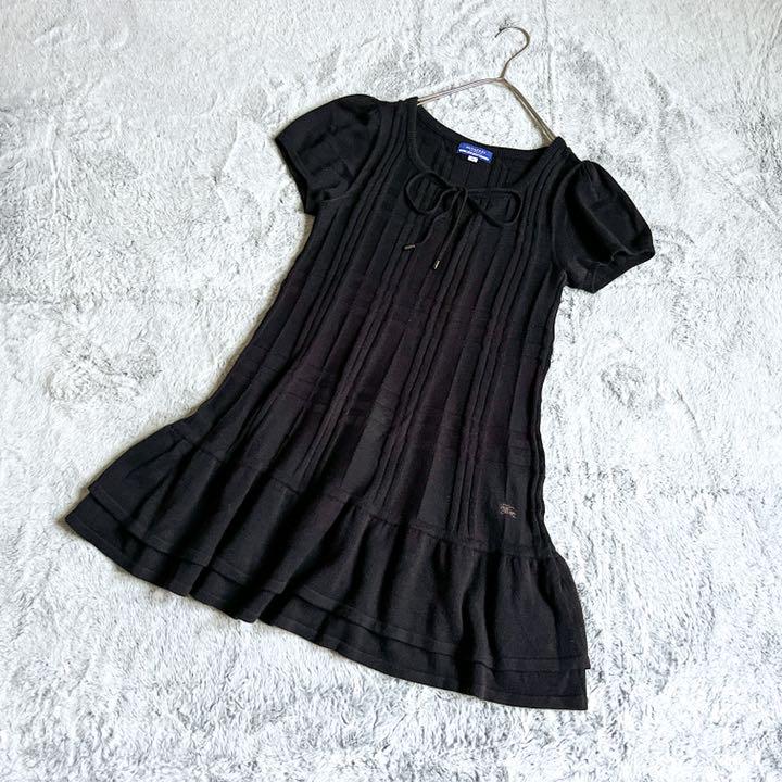 【バーバリーブルーレーベル】シャドーチェック ニット ワンピース 黒 Mサイズ 即納即納 ワンピース ニット 【バーバリーブルーレーベル】シャドーチェック 膝丈 M 黒 ひざ丈ワンピース