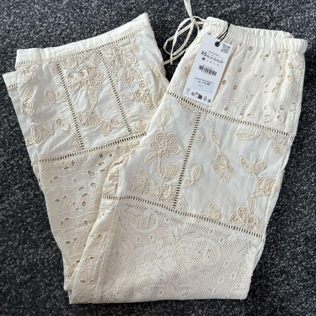 ZARA パッチワーク刺繍入りパンツ ZW COLLECTION 1377/042 パッチワーク刺繍入りパンツ ZW COLLECTION - エクリュ | ZARA
