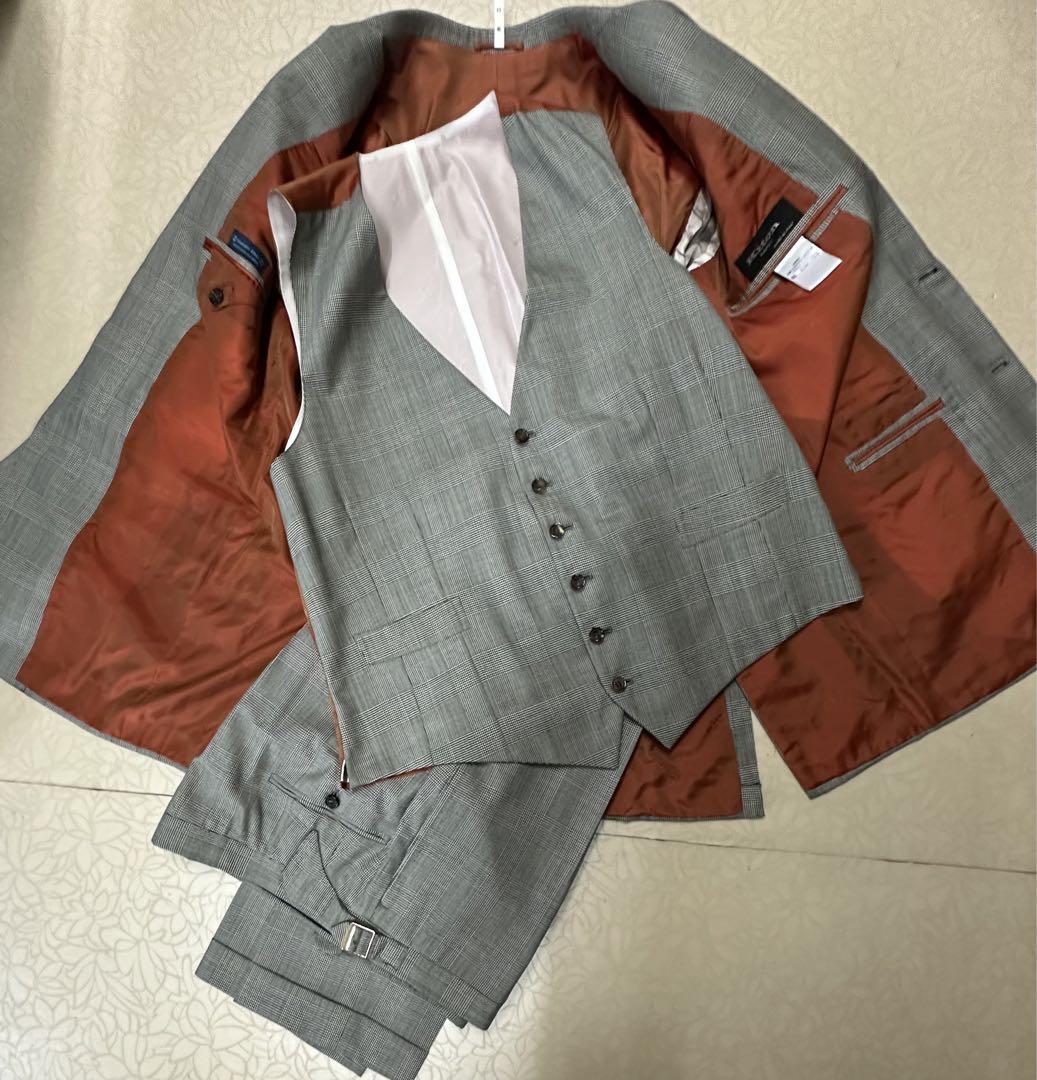 Kiton グレンチェック柄スリーピーススーツ